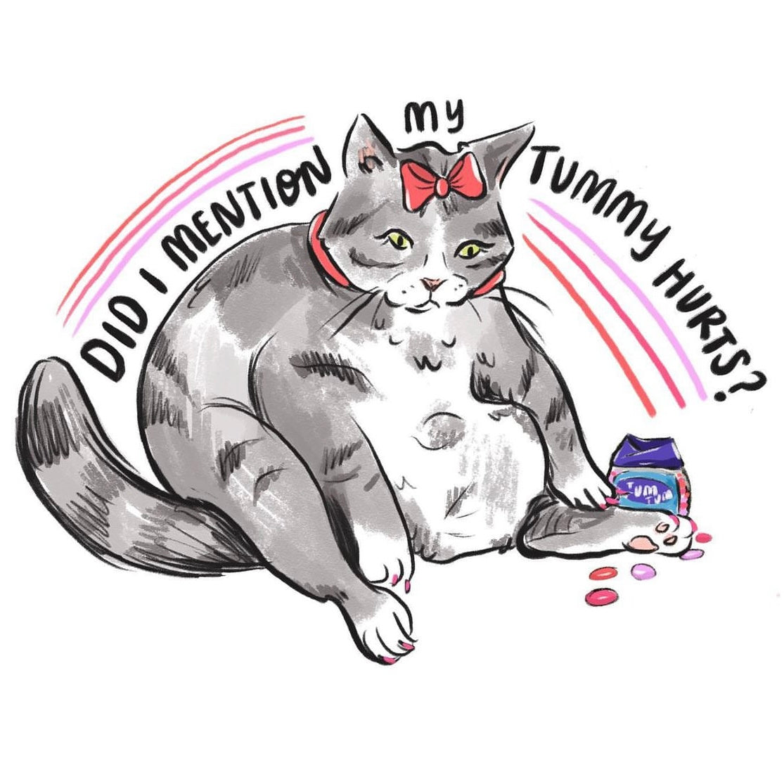 Cat Whose Tummy Hurts Sticker