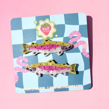 Rainbow Trout Hair Clip Set
