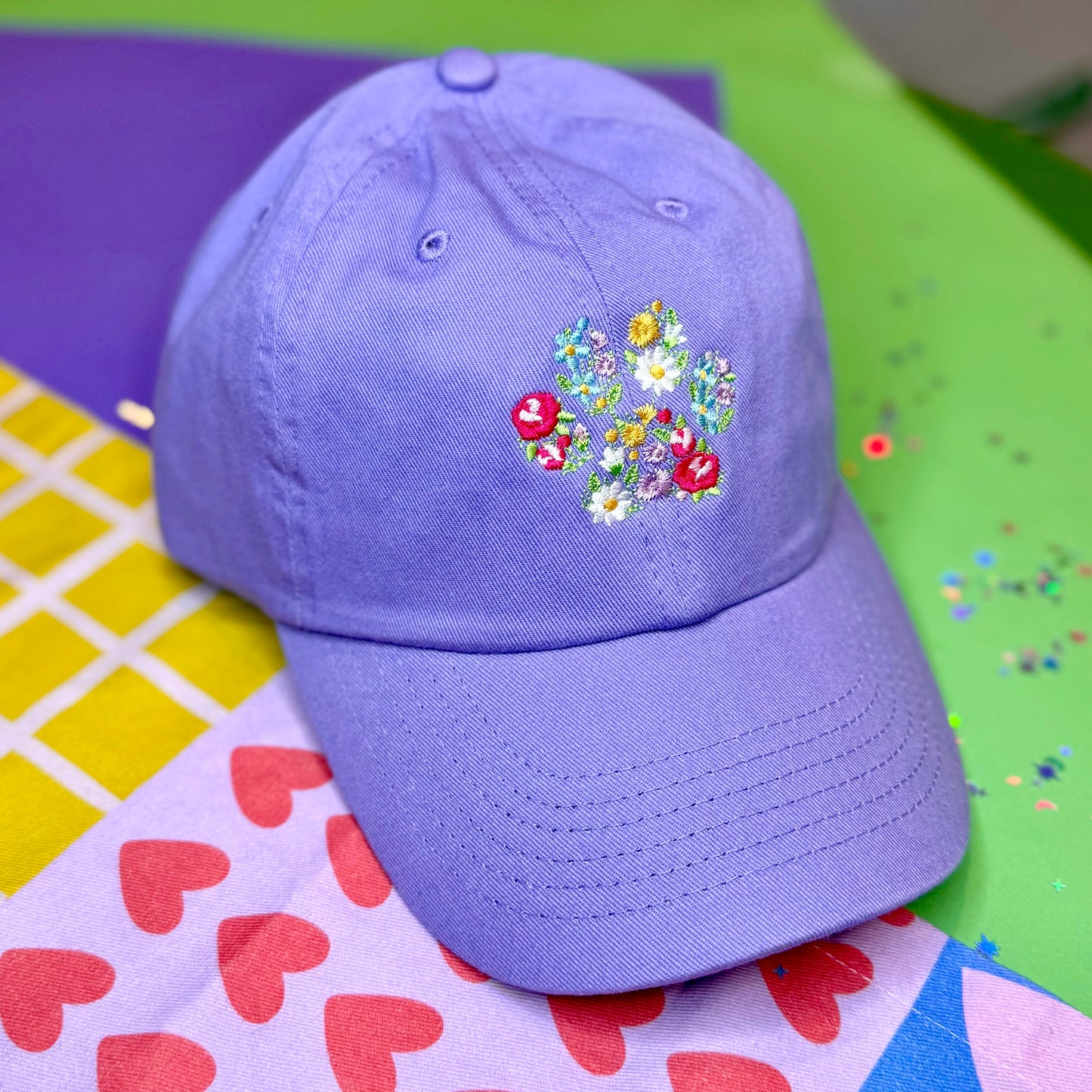 Floral Paw Print Hat (Lavender)
