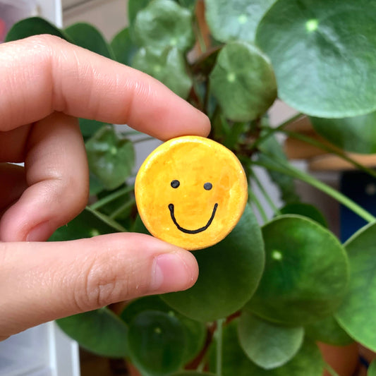Yellow Smiley Face Ceramic Magnet
