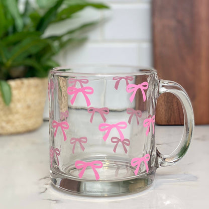 Pink Bows Glass Coffee Mug