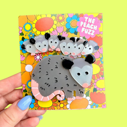 Possum Family Hair Clip Set