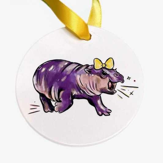 Moo Deng Hippo Ornament