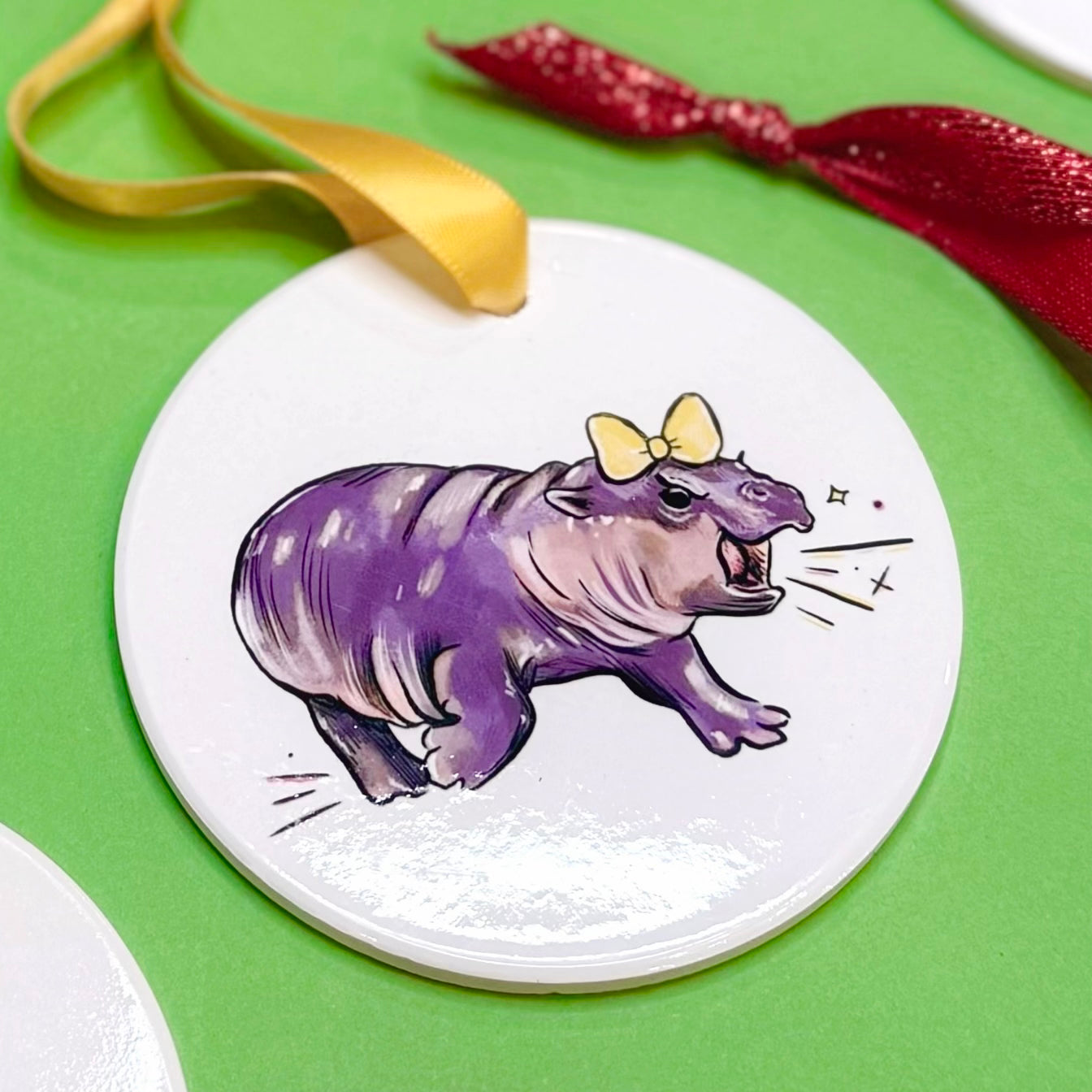 Moo Deng Hippo Ornament