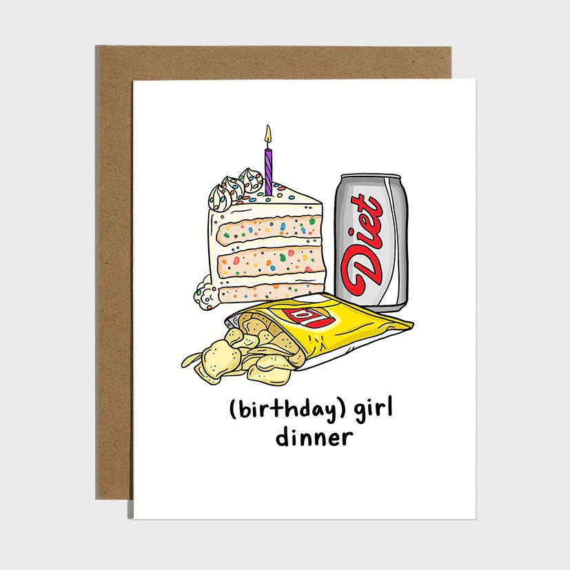 Girl Dinner Birthday Card