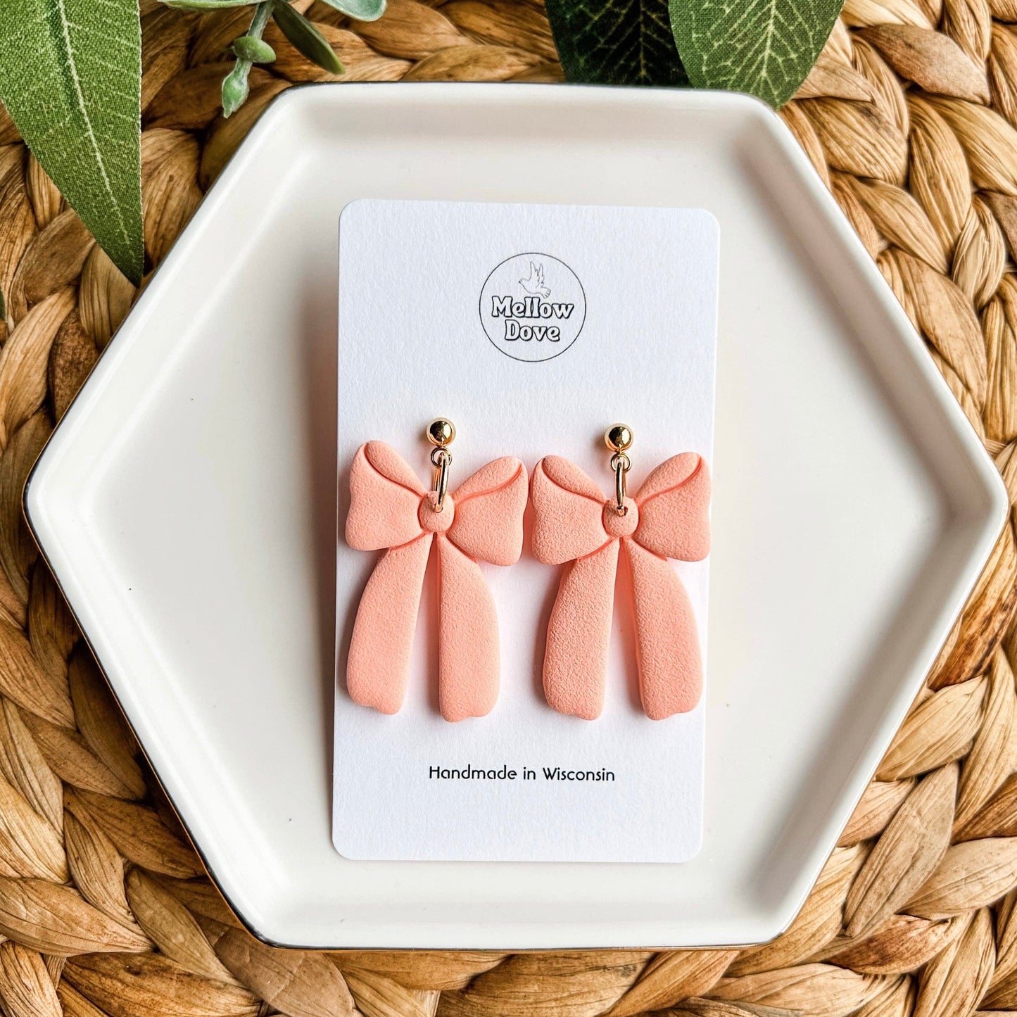 Coquette Bow Earrings (Peach)