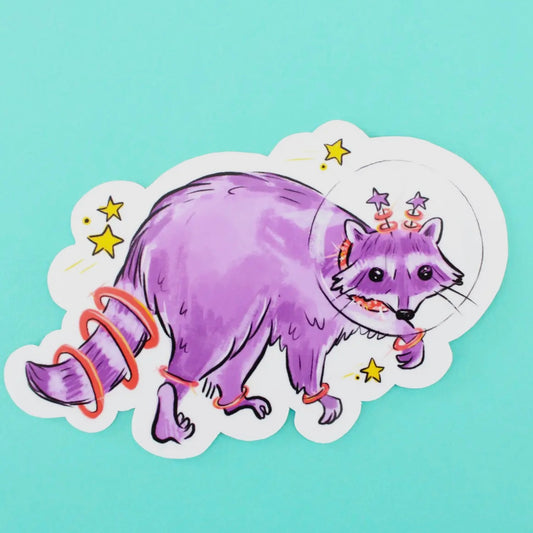 Purple Space Raccoon Sticker
