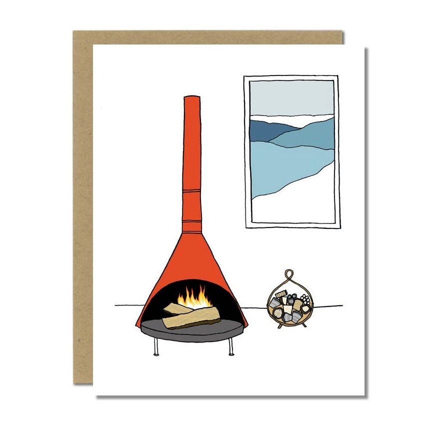 Mid-Century Modern Fireplace Greeting Card