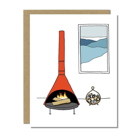 Mid-Century Modern Fireplace Greeting Card