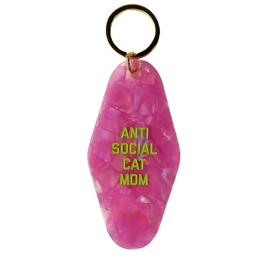 Anti Social Cat Mom Keychain