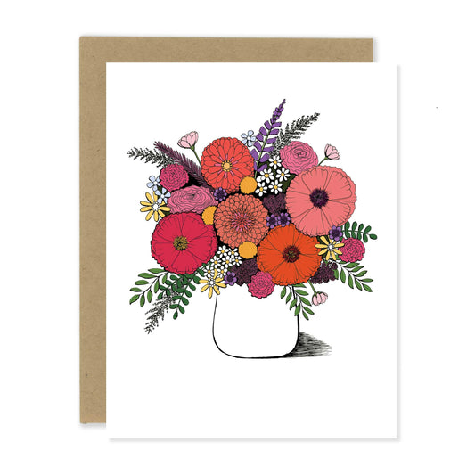 Bright Bouquet in Pinks and Purples Greeting Card