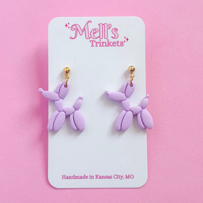 Purple Balloon Animal Earrings