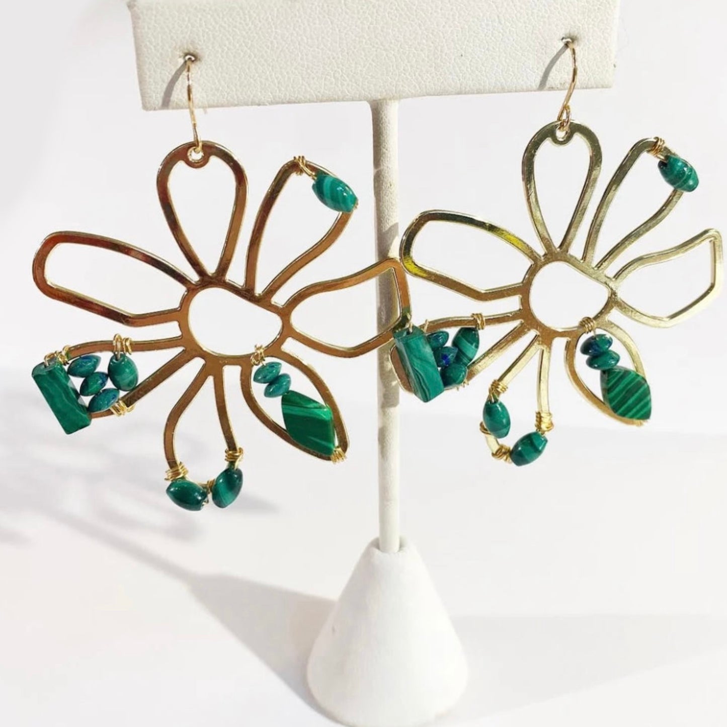 Green Flora Statement Earrings