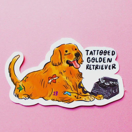 Tattooed Golden Retriever Sticker