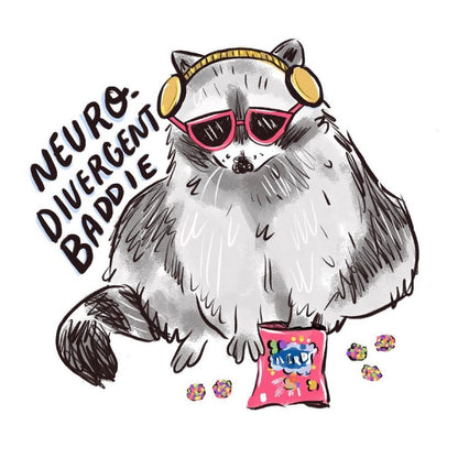 Neurodivergent Baddie Raccoon Sticker