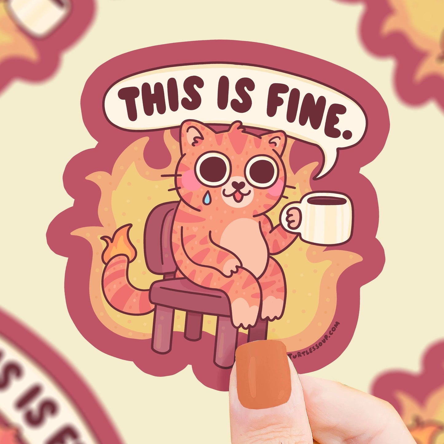 This Is Fine Cat Sticker