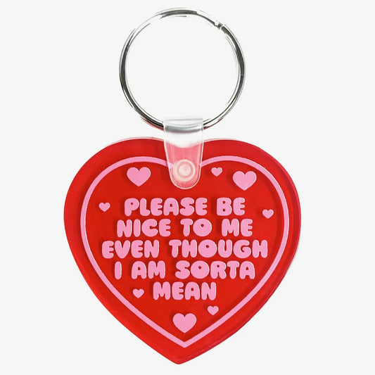 Please Be Nice to Me Even Though I Am Sorta Mean Heart Keychain