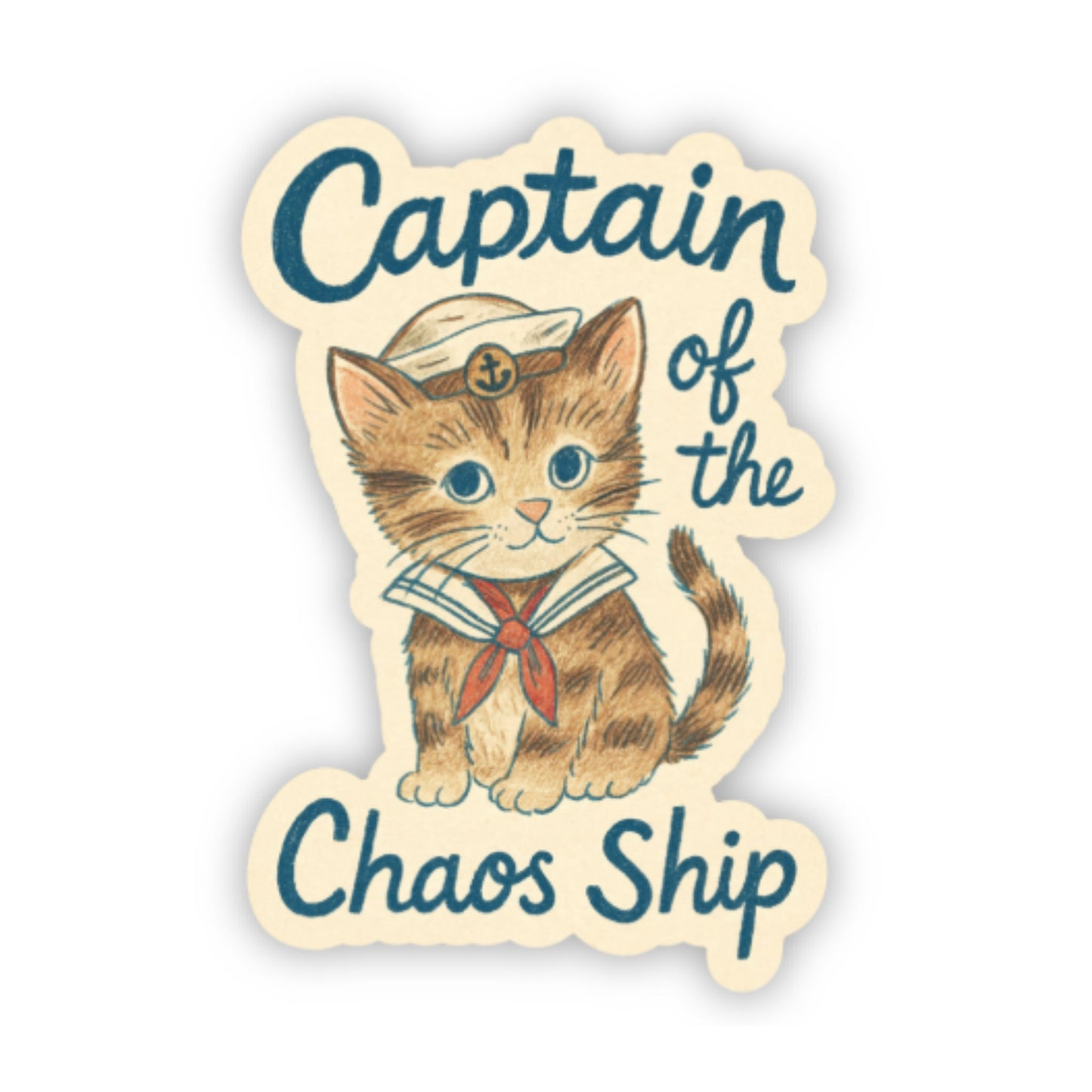 Captain of the Chaos Ship Sailor Cat Sticker