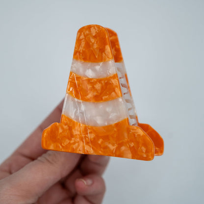 Orange Traffic Cone Hair Claw