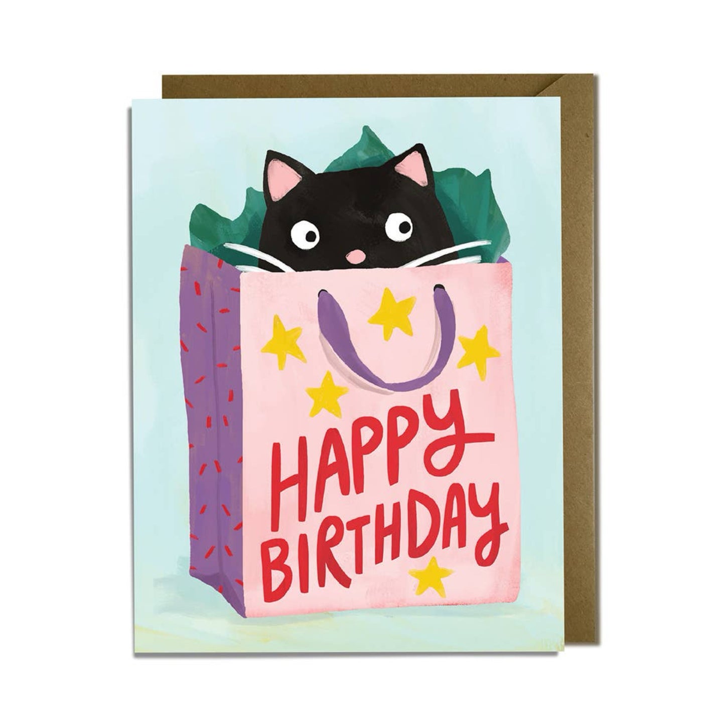 Cat Gift Bag Birthday Card