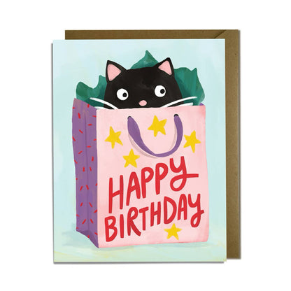 Cat Gift Bag Birthday Card