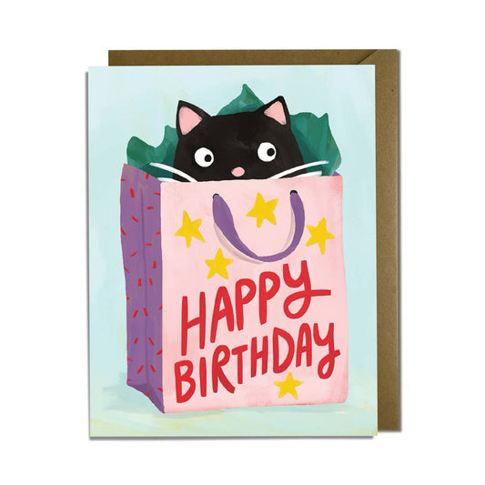 Cat Gift Bag Birthday Card