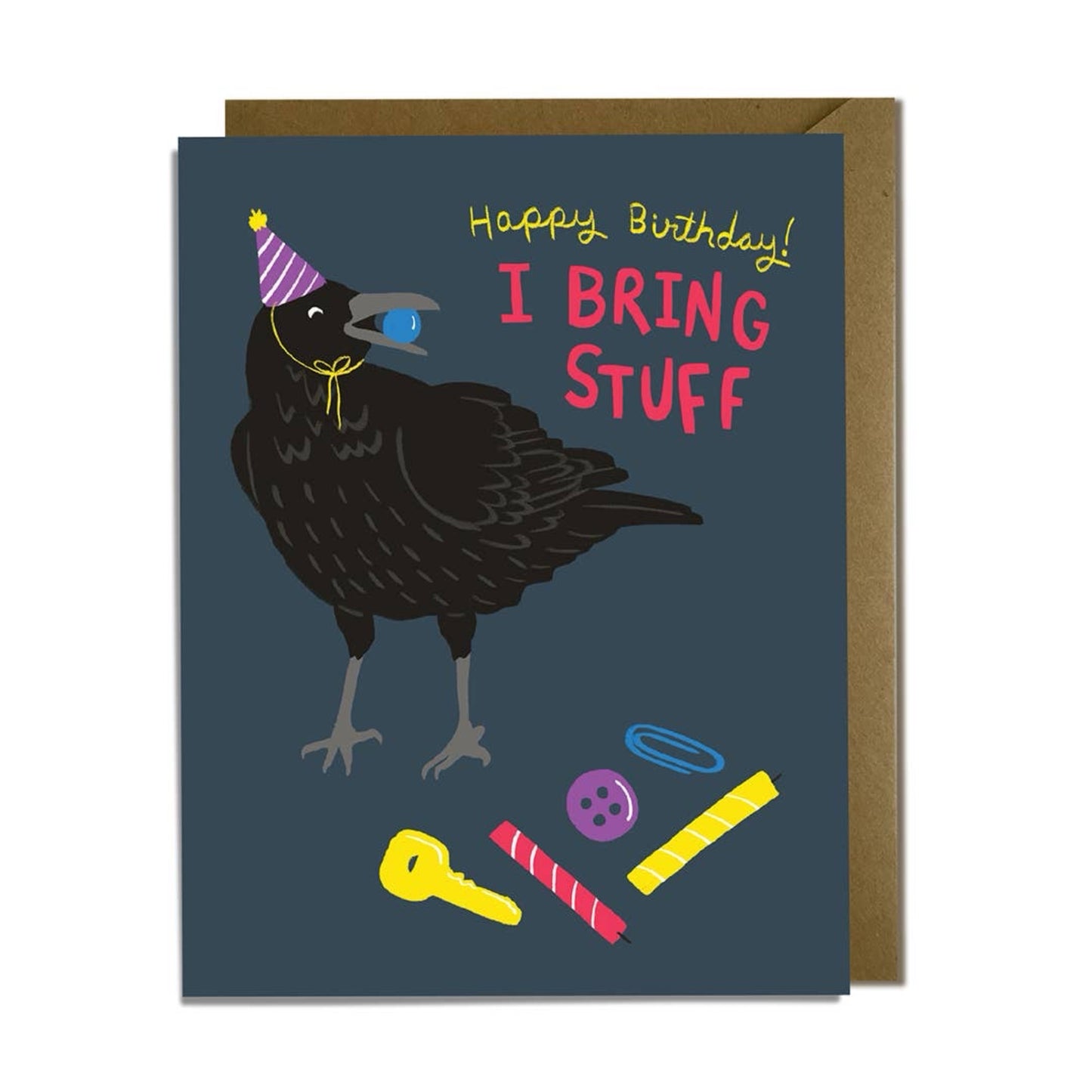 Crow with Treasures Birthday Card