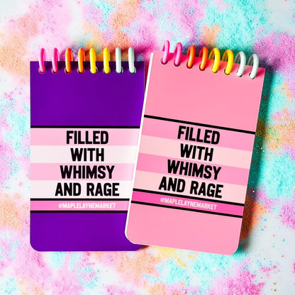 FILLED WITH WHIMSY AND RAGE Letter Board Notebook (Pink)
