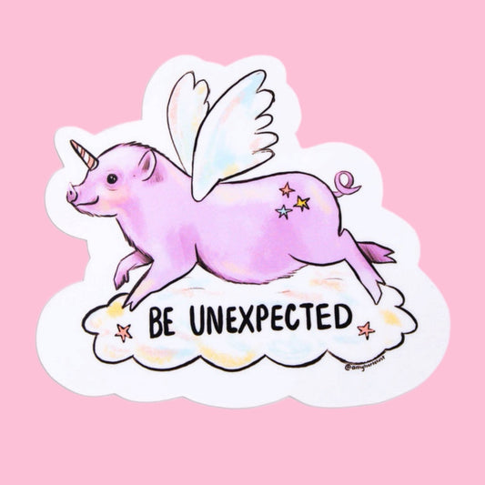 Be Unexpected Flying Pig Sticker