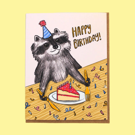 Raccoon Party Animal Birthday Card