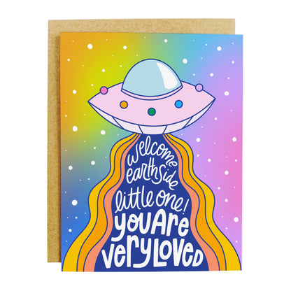 Welcome Earthside Little One Baby Greeting Card