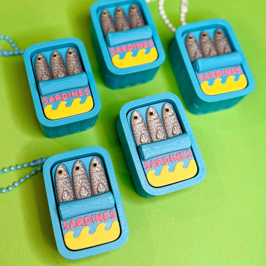 Sardine Can Fidget Clicker Keychain