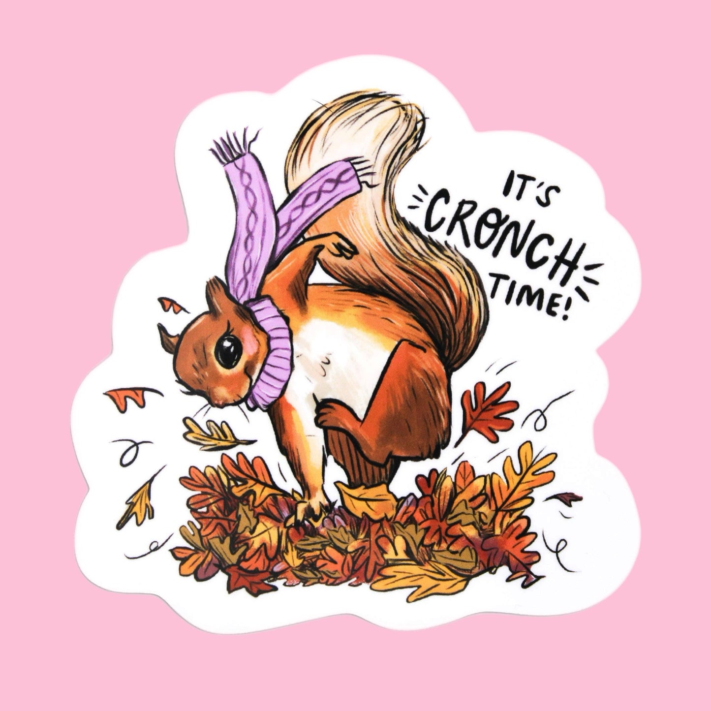 Leaf Crunch Squirrel Sticker