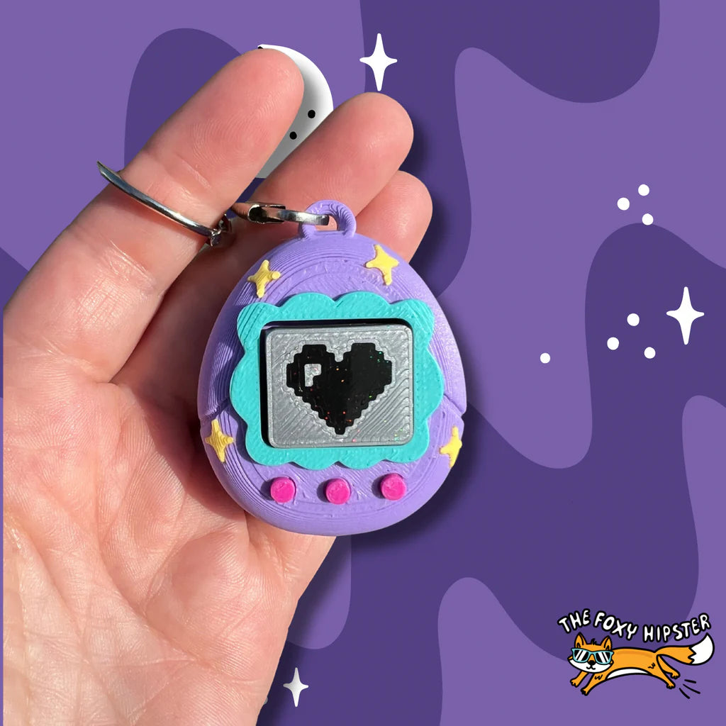 Digital Pet Heart Fidget Clicker Keychain