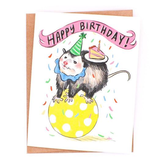 Possum Clown Birthday Card