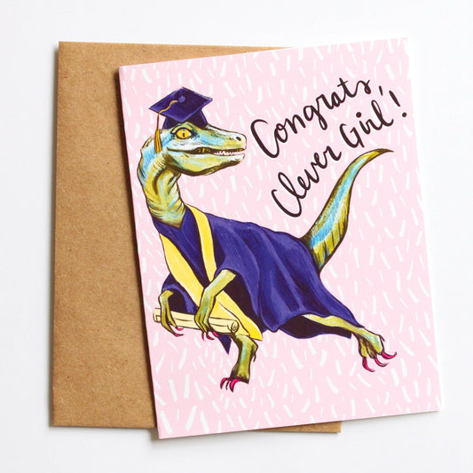 Clever Girl Raptor Graduation Card