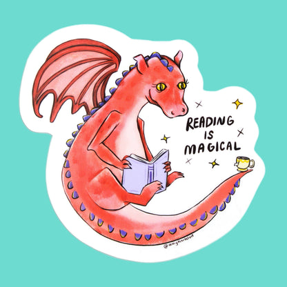 Reading Is Magical Dragon Sticker
