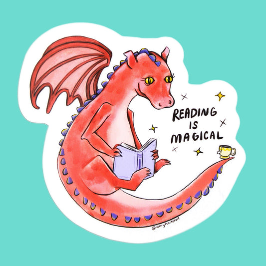 Reading Is Magical Dragon Sticker