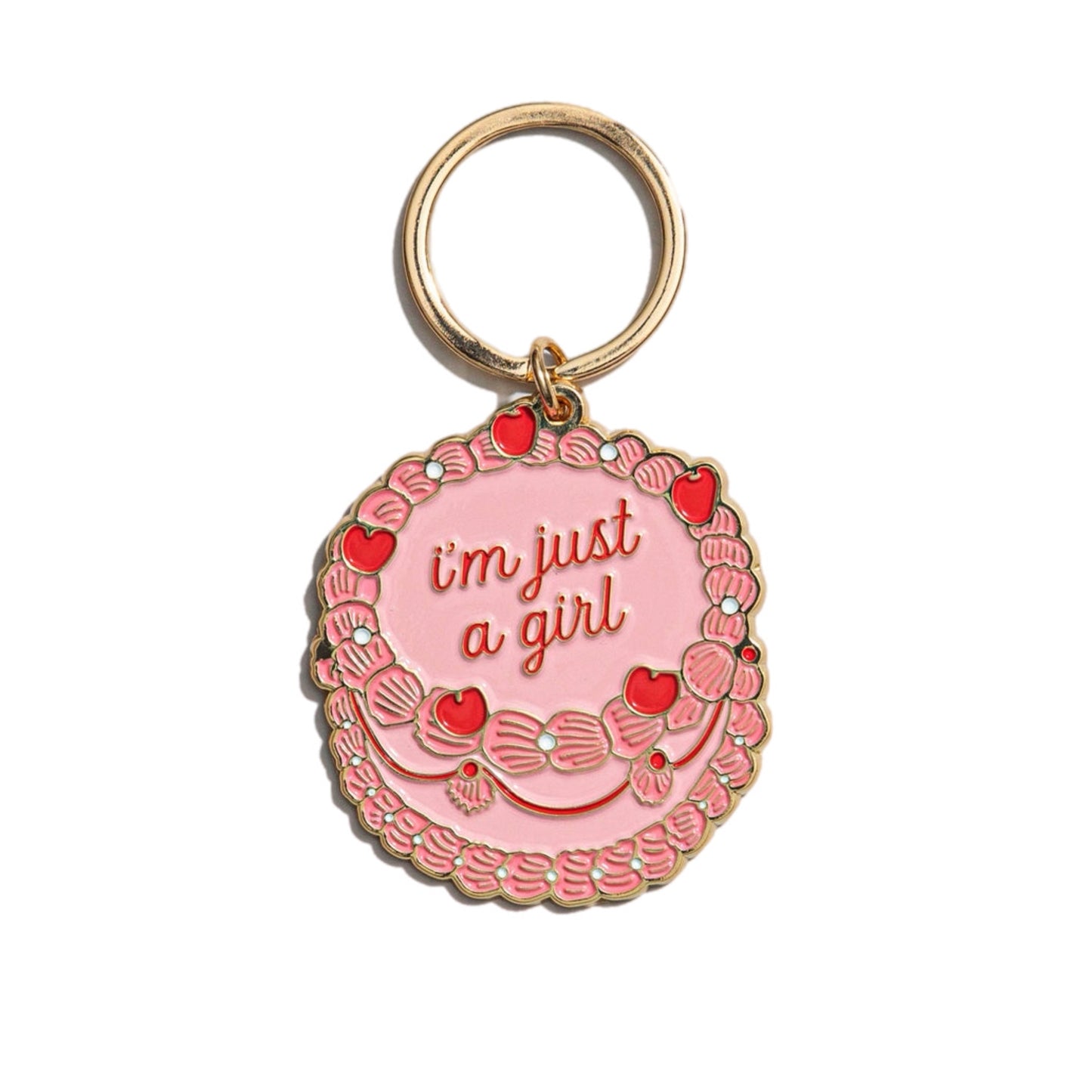 I’m Just a Girl Vintage Cake Enamel Keychain