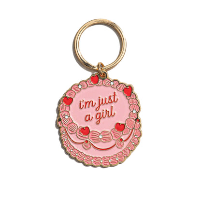 I’m Just a Girl Vintage Cake Enamel Keychain