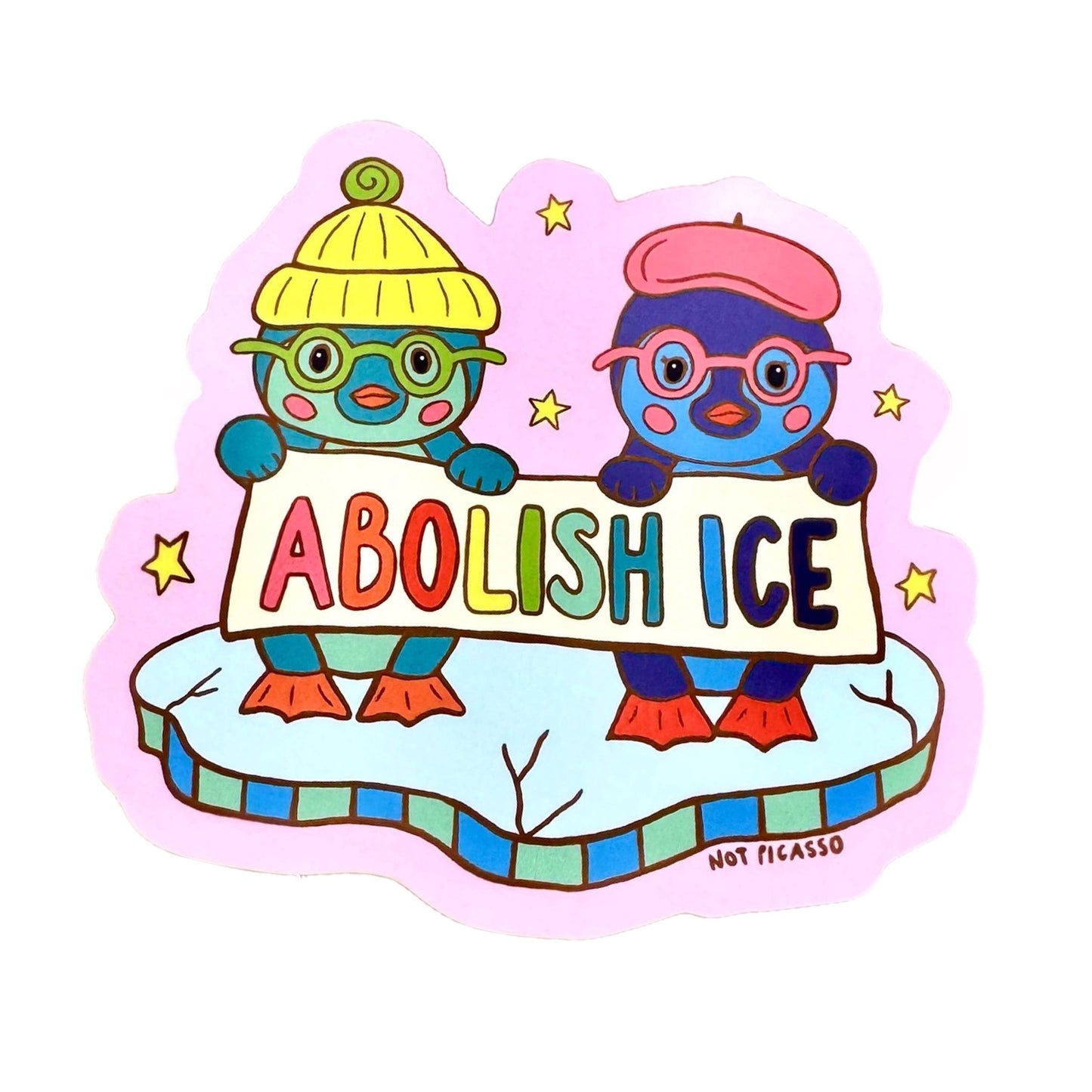 Abolish ICE Rainbow Penguins Sticker