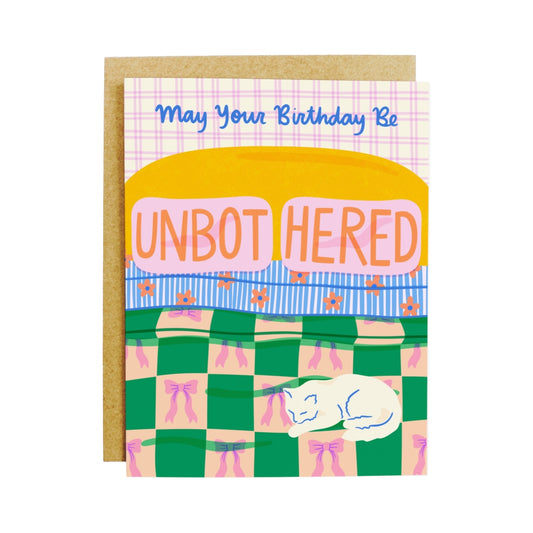 Unbothered Birthday Cat in Bed Greeting Card