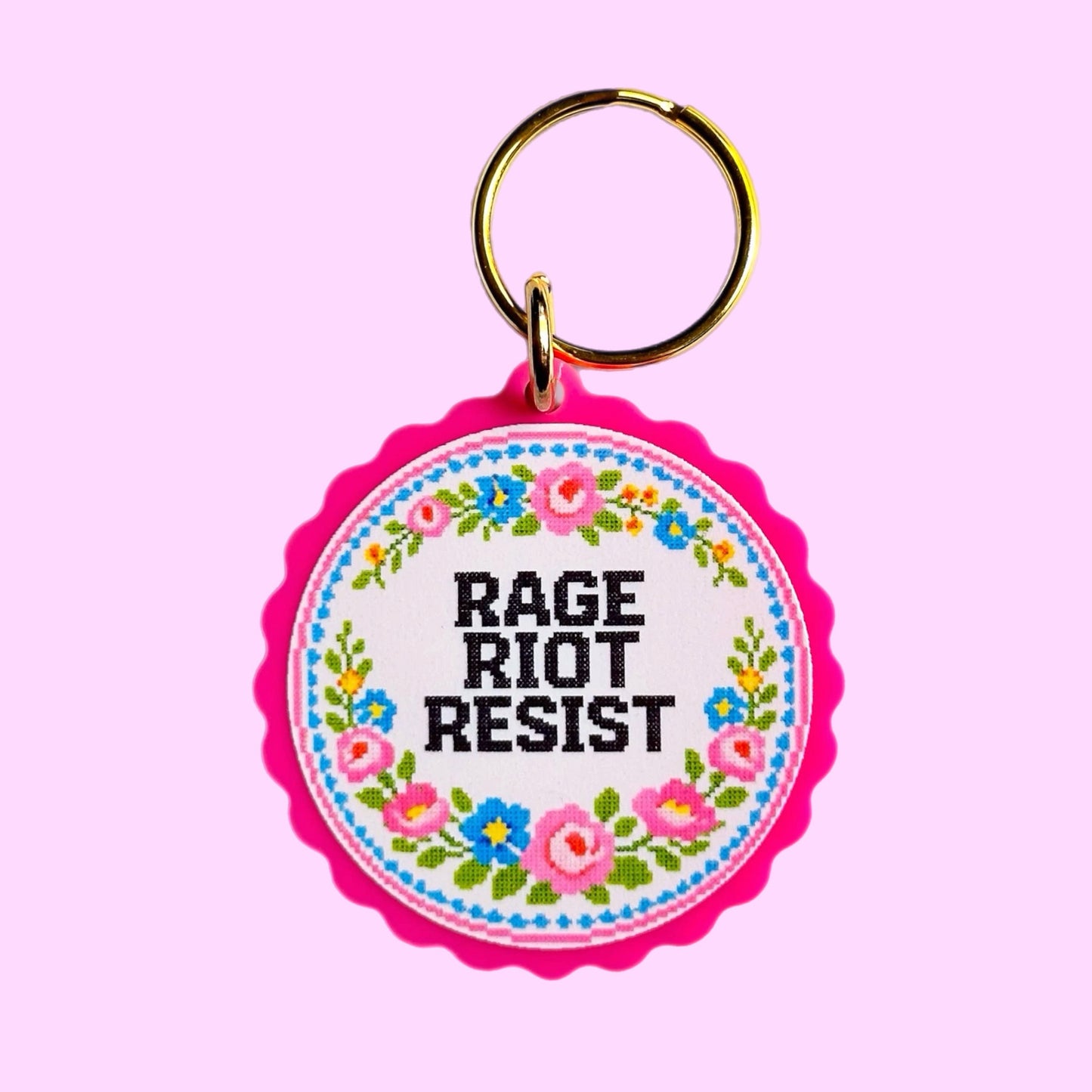 Rage Riot Resist Keychain