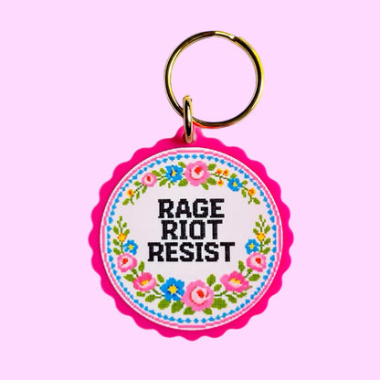 Rage Riot Resist Keychain