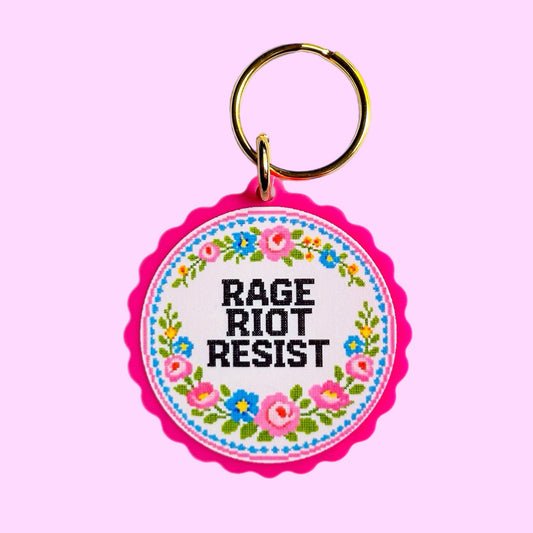 Rage Riot Resist Keychain