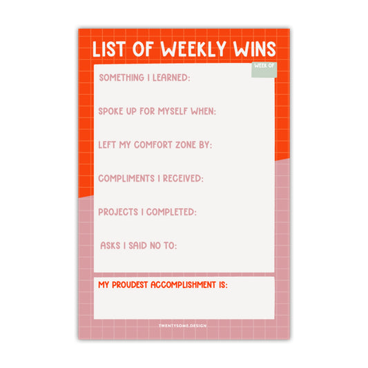 List of Weekly Wins Notepad