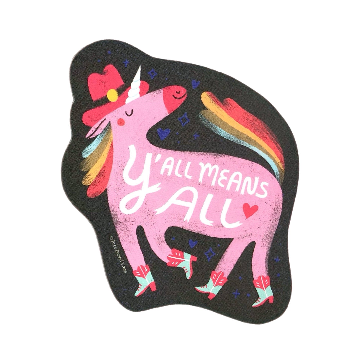 Y'all Means All Rainbow Unicorn Sticker