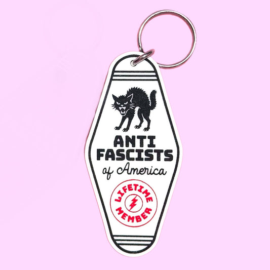 Anti Fascists of America Cat Keychain