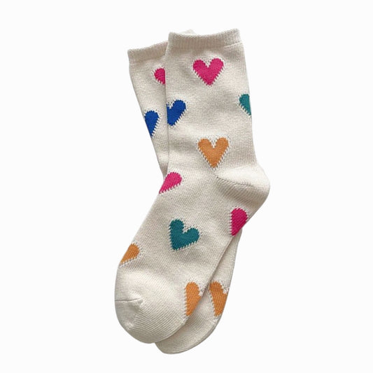 Cozy Heart Socks (Rainbow)