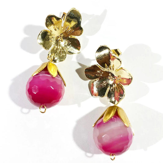 Retro Flower Drop Earrings (Gumdrop)